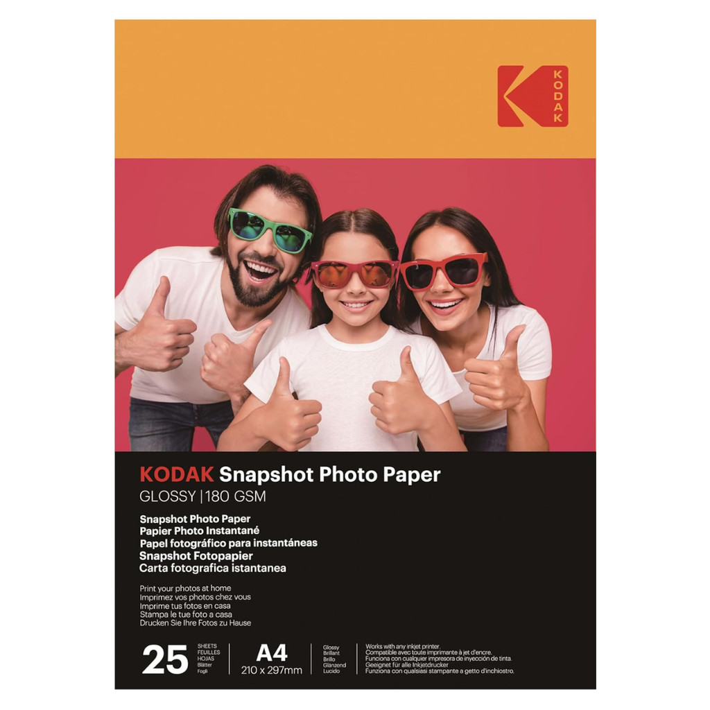 กระดาษภาพถ่าย Kodak Snapshot A4 Gloss 180gsm (25 แผ่น)