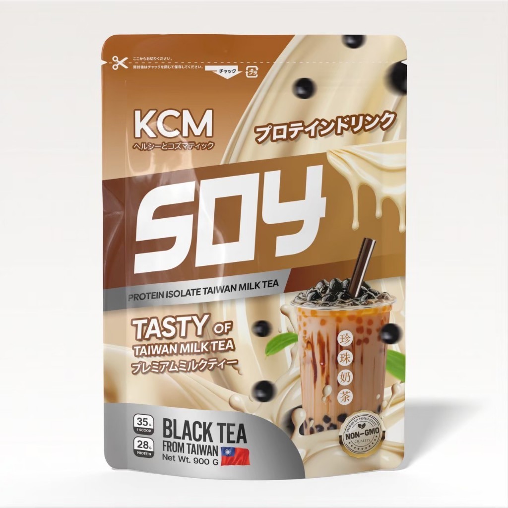 (3ซอง)*P* KCM Soy Protein Isolate ถั่วเหลือง รสชานมไต้หวัน ซอย โปรตีนไอโซเลท (900 กรัม) ชาดำนำเข้าจา