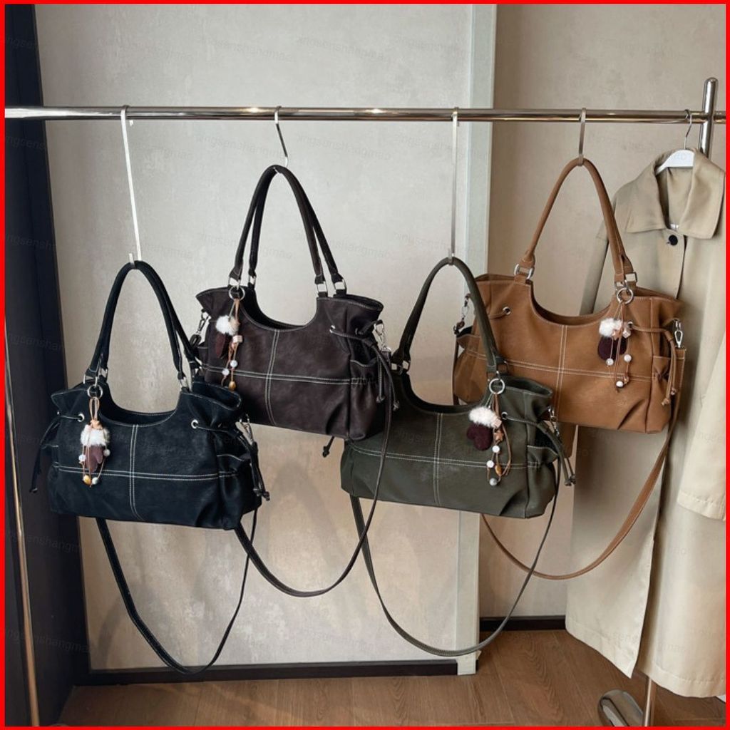 Retro Casual Suede Tote Bag for Women Fashion Large Capacity Shoulder Bag Commuting Crossbody Bag