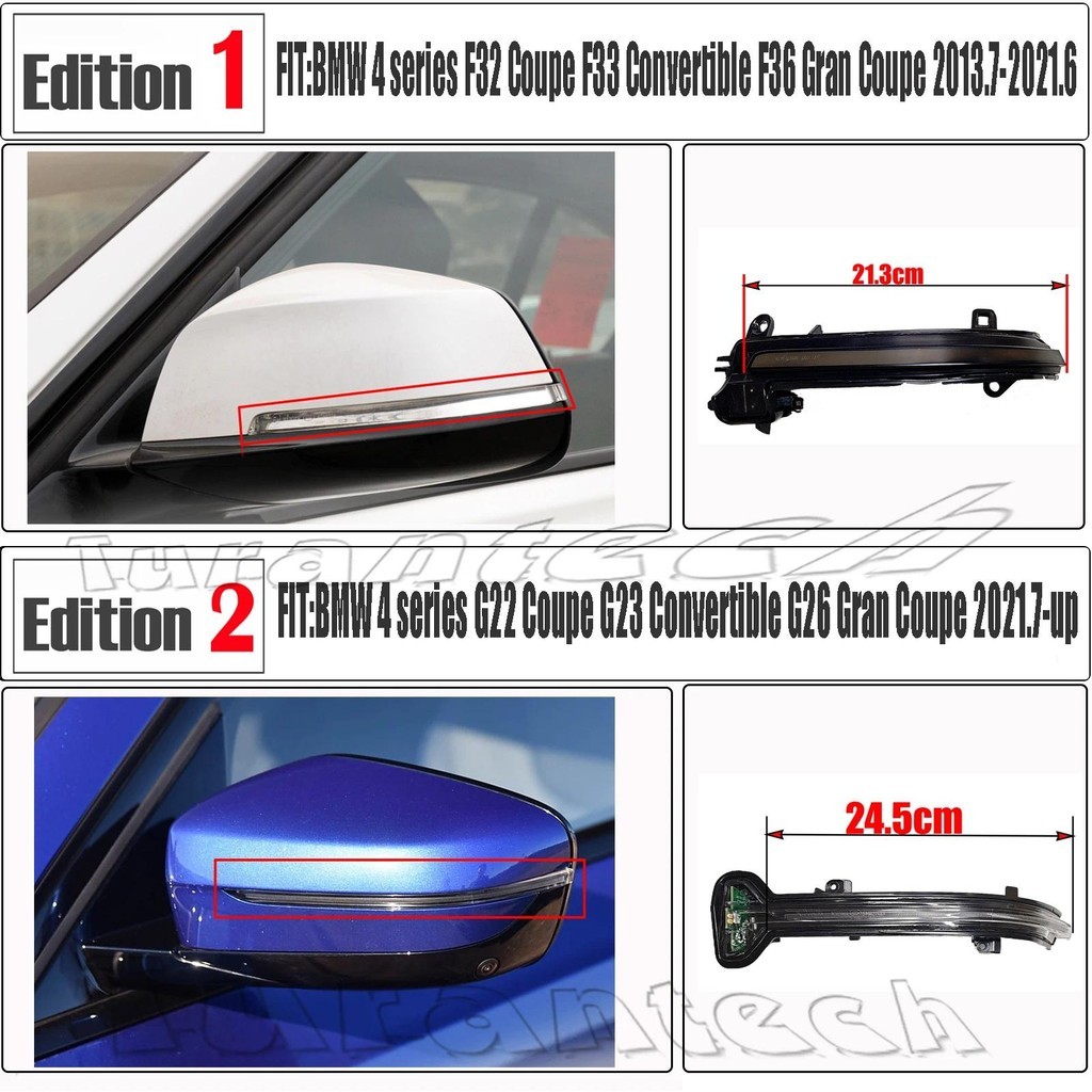 2 ชิ้นไฟเลี้ยวสําหรับ BMW 4 series 428i 428ix 430i 430ix 435i 435ix 440i 440ix Amber ฝาครอบกระจก Len