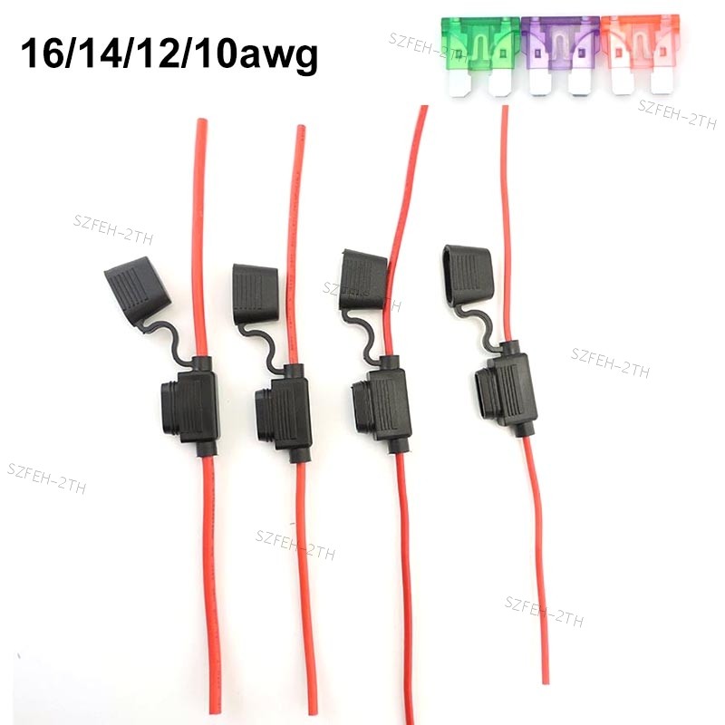 16/14/12/10AWG กันน้ําขนาดกลาง Auto Fuse Power Socket Holder ใบมีดรถมาตรฐานฟิวส์สายไฟ 10A 20A 30A 50