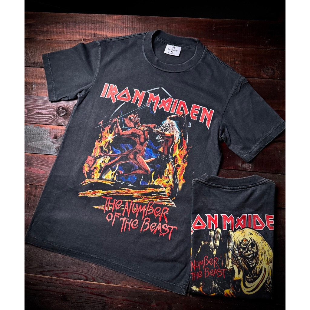 Rocket Lab Iron Maidan เสื้อยืดสีฟอกเฟด ผ้าคอตตอนพรีเมี่ยม USA สกรีนแบบ DTG งานละเอียดคุณภาพคมชัด  เ