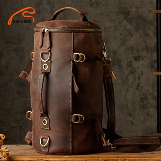 NUPUGOO Handmade Retro Mens Crazy Horse Leather Backpack กระ…