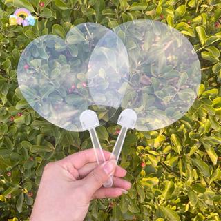 [BB-t] 10 ชิ้นพลาสติกเปล่าพัดลมโปร่งใสเด็ก DIY Art พัดลมงานแ…