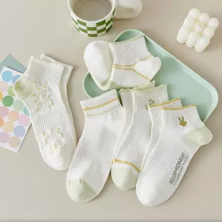 SY SHOP899 ถุงเท้าข้อสั้น (5ลาย/10คู่) ถุงเท้าแฟชั่น สไตล์เกาหลี ใส่สบาย