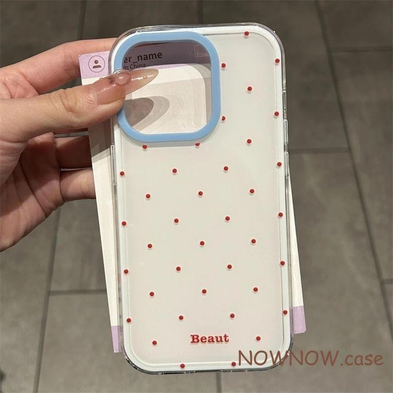 สําหรับ IPhone 17 16 15 14 PLUS 13 12 11 PRO MAX ขั้นสูงสีแดงลายจุดสาวเคสโทรศัพท์ปกอ่อน