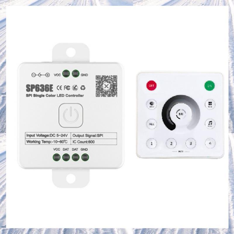 AND-SP636E SPI DC5-24v คอนโทรลเลอร์ขาวดําพร้อมรีโมทคอนโทรล AND-RC1 รองรับรีโมทคอนโทรลสัมผัส 2.4G