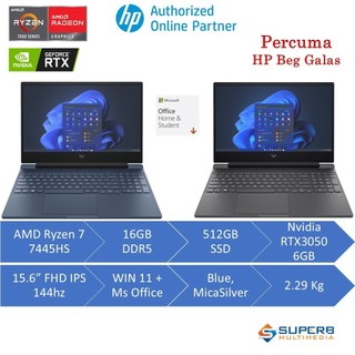 HP Victus Gaming Laptop 15-FB3257AX, FB3258AX, (RTX3050)(AMD R7 7445HS, 16GB DDR5, 512GB SSD, 15.6" FHD IPS 144Hz, Win11,OPI2024,)