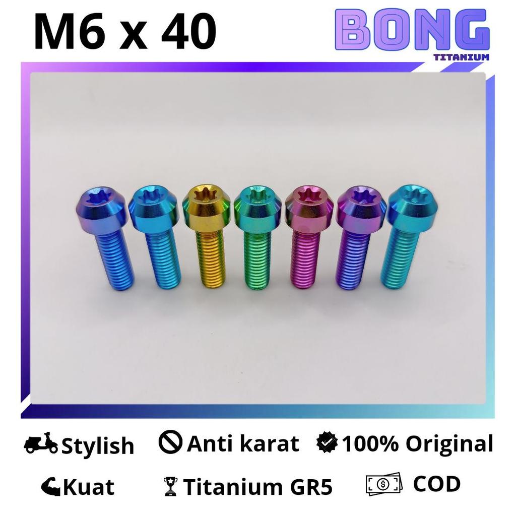 Titanium Bolt M6 Pillar M6x40 ด้าย 10 ยาว 4 ซม. Original GR5 Titanium Bolt