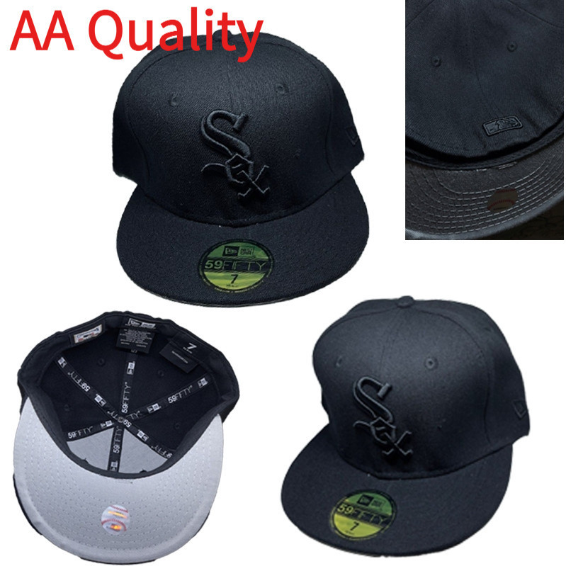 AA Quality 9FIFTY Newera Chicago White Sox CWS Super Black Snapback Cap, Flat Cap, Pure Color