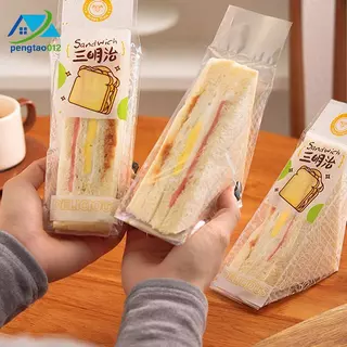 ⚡️12H⚡️ Pengtao12 100 ชิ้นแซนวิชบรรจุภัณฑ์พลาสติกถุงสามเหลี่ยมโปร่งใสสําหรับขนมปังก้นกระเป๋าตกแต่งงานเลี้ยงวันเกิดรักษา