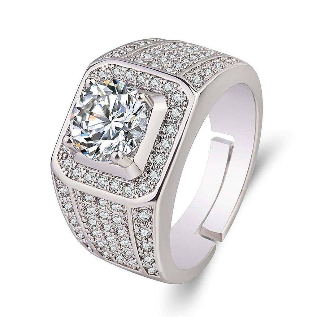 แหวนเงิน 925 ไม่ลอกไม่ดำ ประดับเพชร moissanite เกรดเหมือนจริง สวยมากก ออกแบบพิเศษปรับขนาดเองได้ ใส่ได้หลายไซส์ คุ้มสุด ๆ