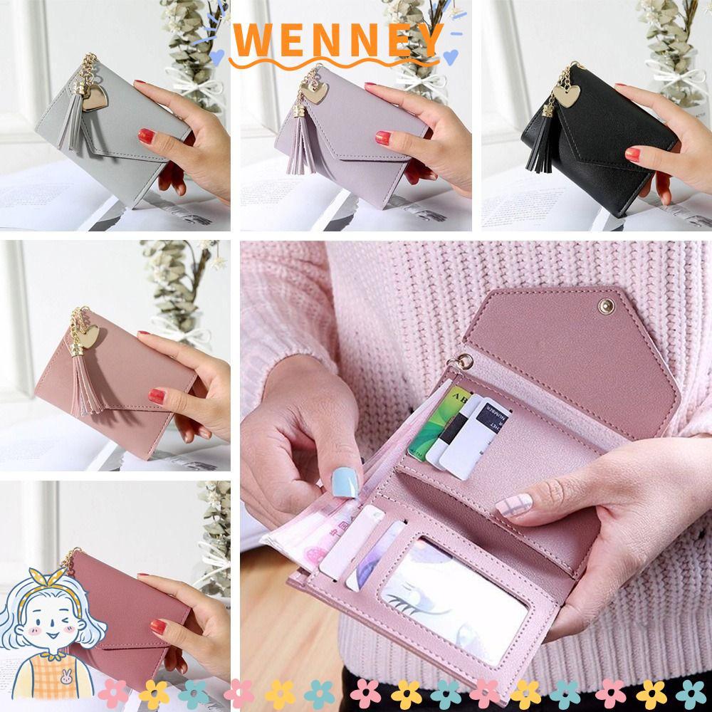 WEY Womens Wallet Lady Coin Purses Panelled Wallets Tassels PU Leather Purses