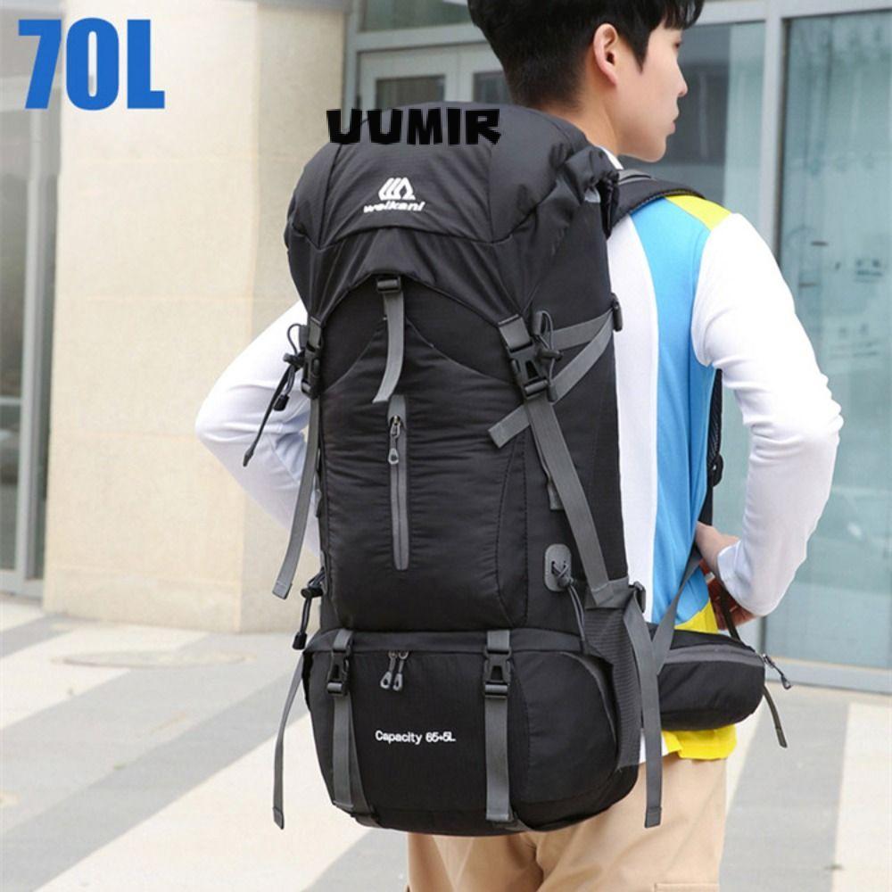 UUMIR Travel Backpack, Large Capacity Handheld Travel Rucksack, Portable 70L Waterproof Breathable D