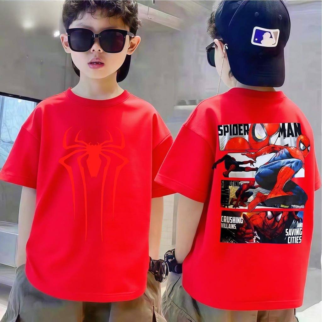 （ส่งสินค้าใน 24 ชั่วโมง）เสื้อยืดแขนสั้นสำหรับเด็กแฟชั่นอเมริกัน ลายสไปเดอร์แมน เนื้อผ้าโซโรนา เหมาะสำหรับเด็กชายหญิง ราคา ถูกที่สุด ดีลบีเคเค แกลเลอรีภาพที่ 6