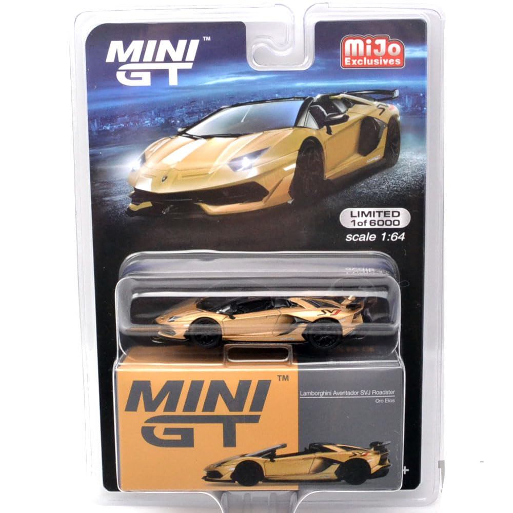 MINI GT America MiJo Toys Limited LAMBORGHINI AVENTADOR SVJ ROADSTER (ORO ELIOS) - Lamborghini Avent