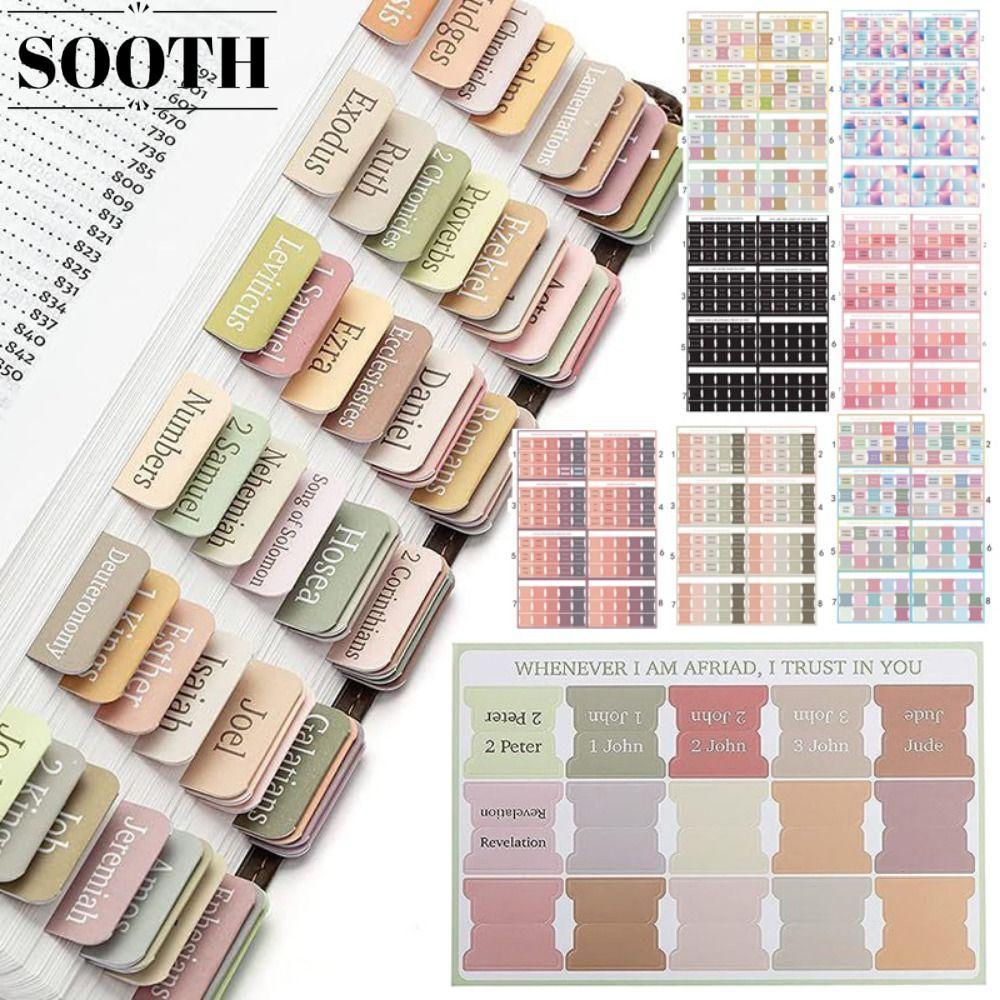SOOTH 120PCS แท็บพระคัมภีร์ลามิเนต, Easy Navigation Laminated Boho Bible Tabs, Multi-Color Self Adhe