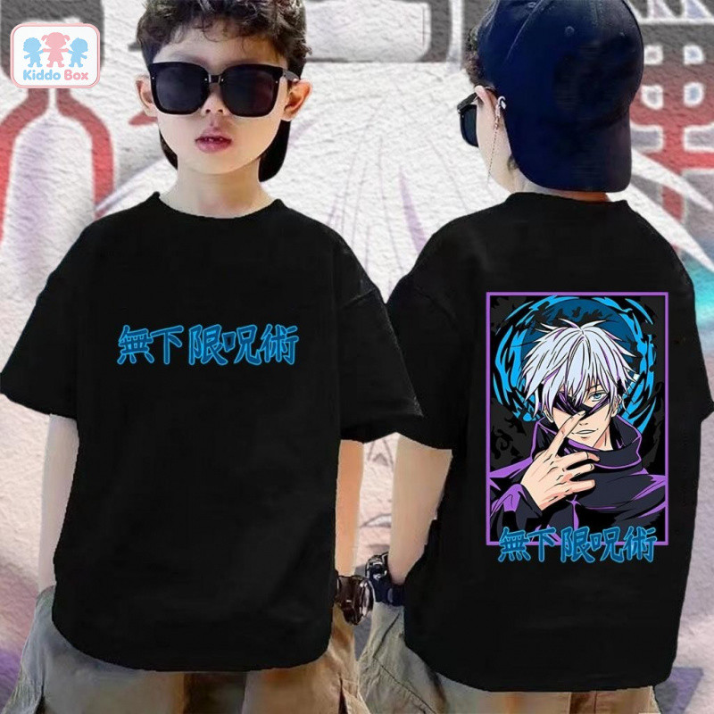 เสื้อยืดเด็ก Jujutsu Kaisen สไตล์ญี่ปุ่น สําหรับผู้ชาย 90-150ซม. อายุ 3-12 ปี เสื้อยืดเด็ก