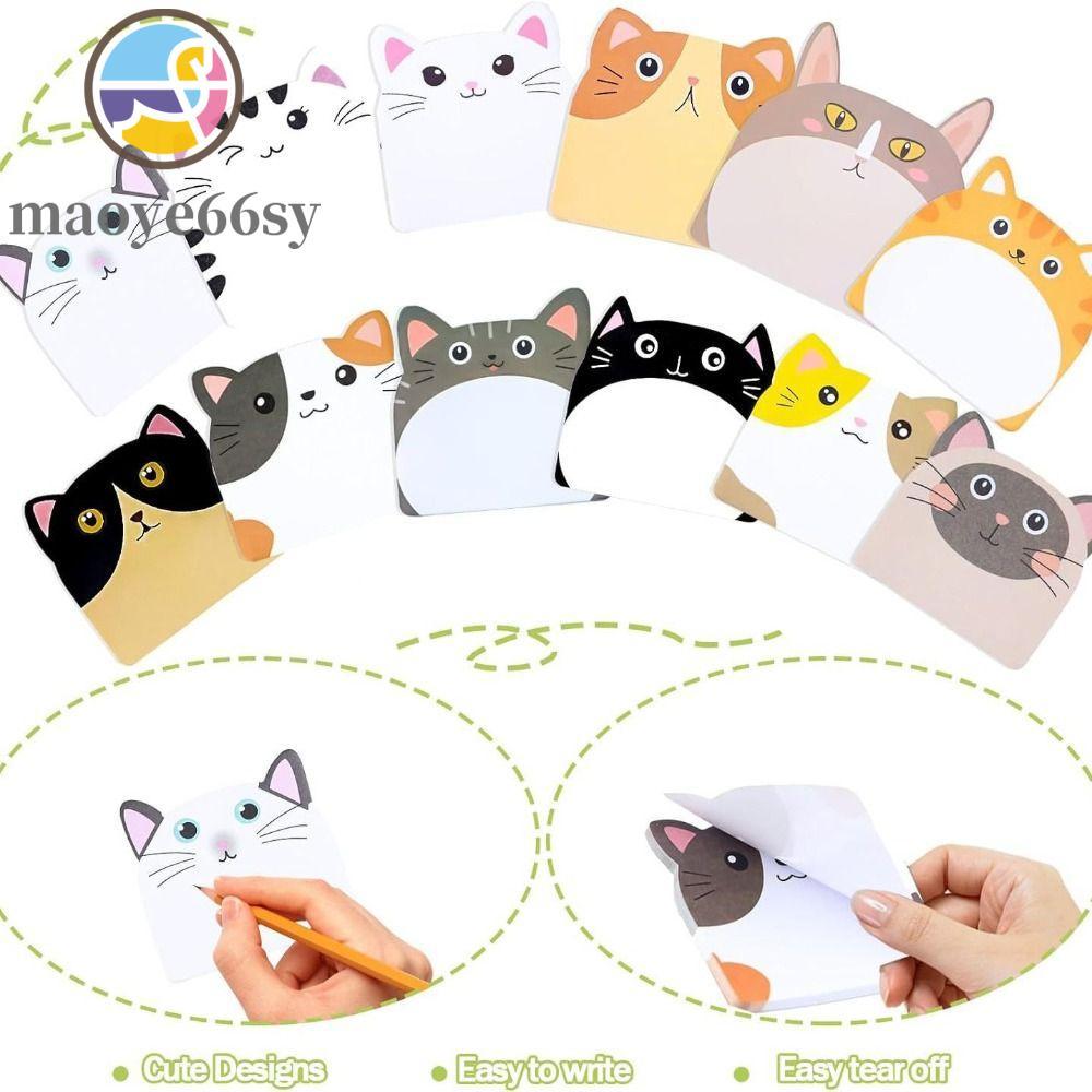 MAOYE66SY 240cps Sticky Notes, การ์ตูนสุนัขแมว Memo Pad, ตลกสัตว์รูปแผ่นเขียนสติกเกอร์ Notepad อุปกร