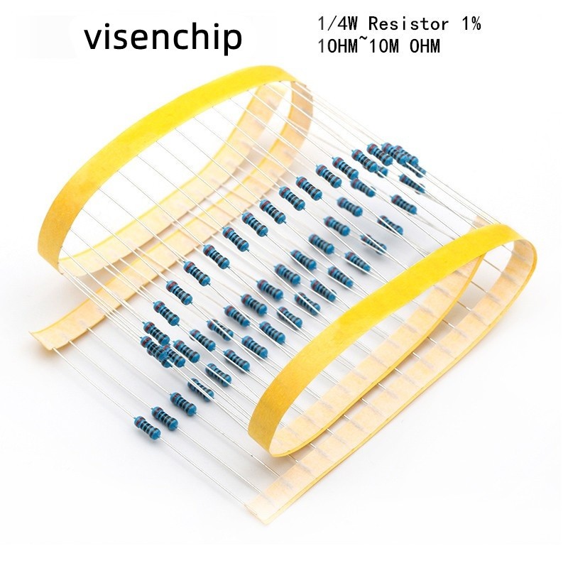 100pcs 1/4W 1% โลหะฟิล์ม resistor 0R 4.7R 5.1R 15 20 22 24 30 33 9 43 47R 51R 100R 1K 2K 3K 10K 47K 