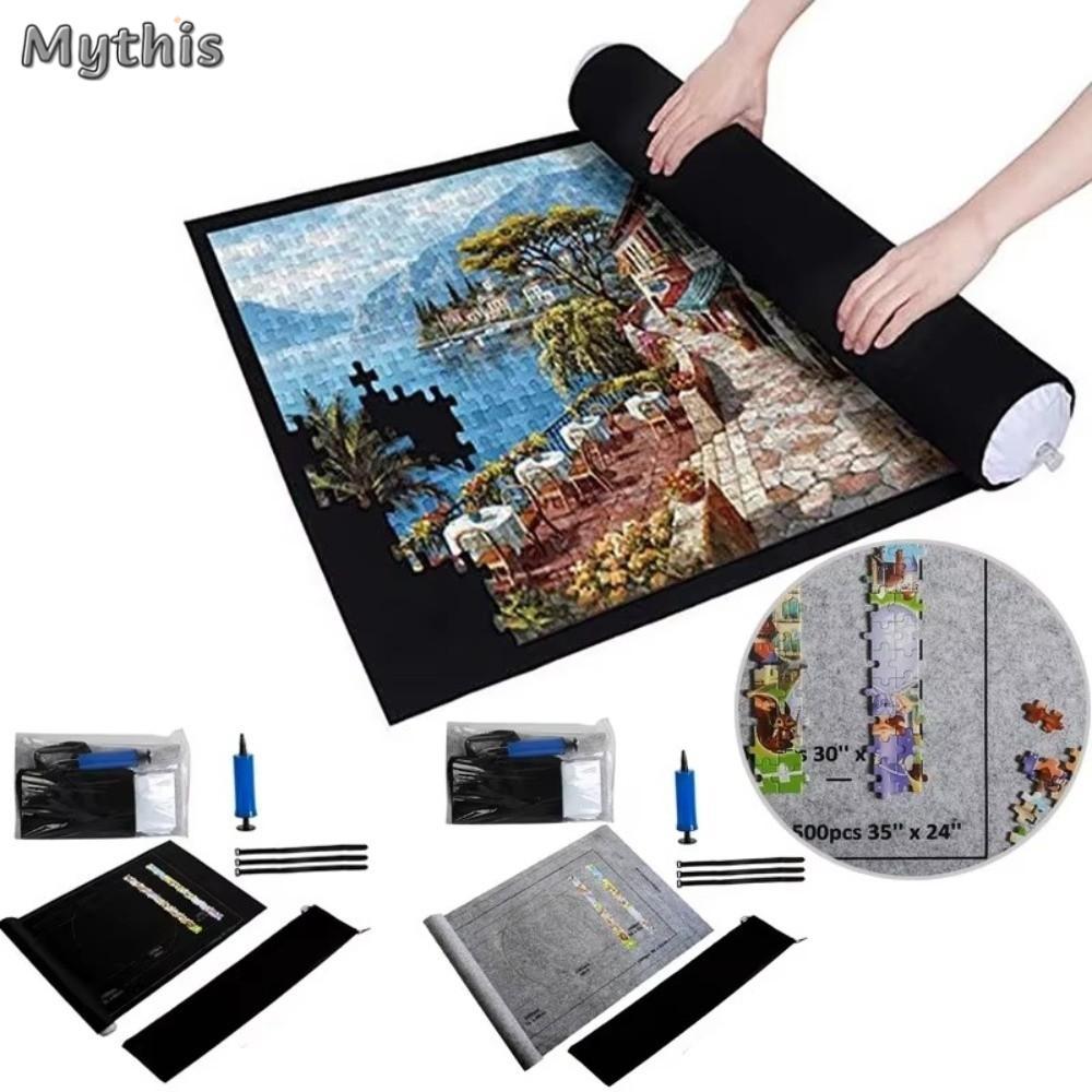 แผ่นรองปริศนา MYTHIS, อุปกรณ์เสริมเกม กระเป๋าเก็บของสําหรับเดินทาง แผ่นรองจิ๊กซอว์, เกมเสื่อปริศนาแบบม้วนขึ้นแบบพกพาสําหรับเด็ก