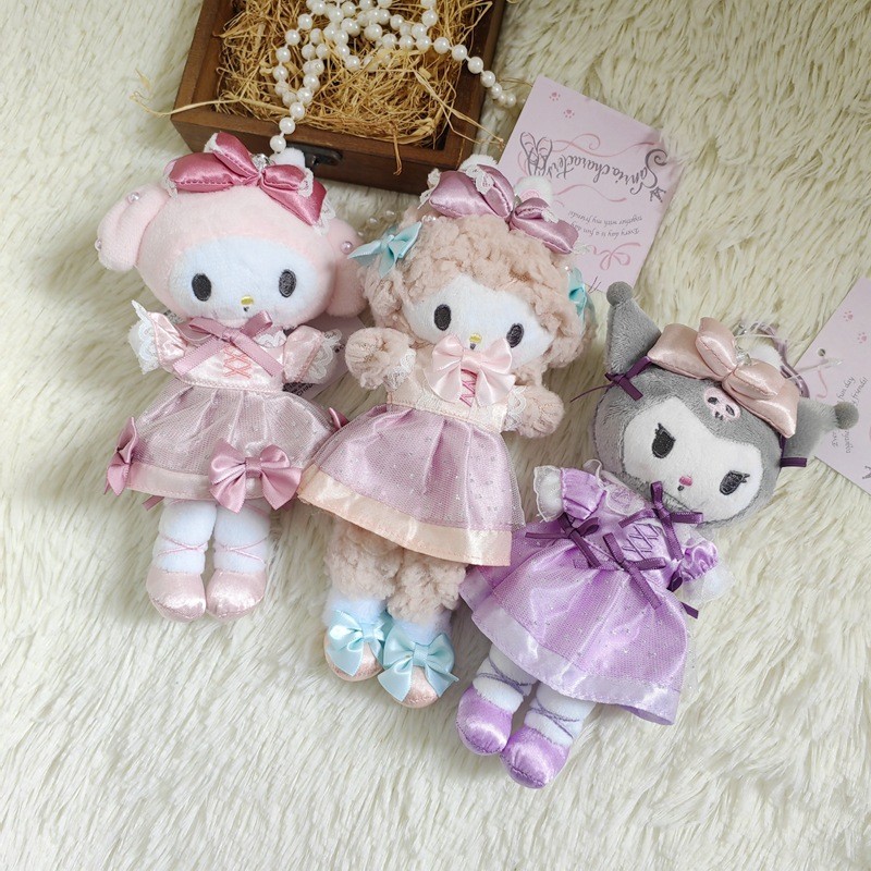 Sanrio Ballet Dress Series Plushie ของเล่นขายาว Hello Kitty เปียโน Kuromi ตุ๊กตาน่ารักพวงกุญแจกระเป๋าจี้เด็กของขวัญ