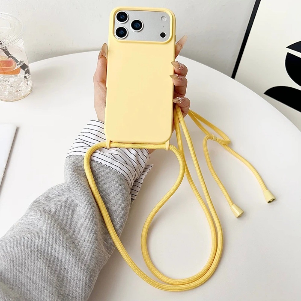 สายรัดCrossbody Lanyardซิลิโคนเคสโทรศัพท์สําหรับiPhone 17 Air 16 15 14 13 12 Pro Max Plusสีลูกกวาดนุ่มTPUปกหลัง