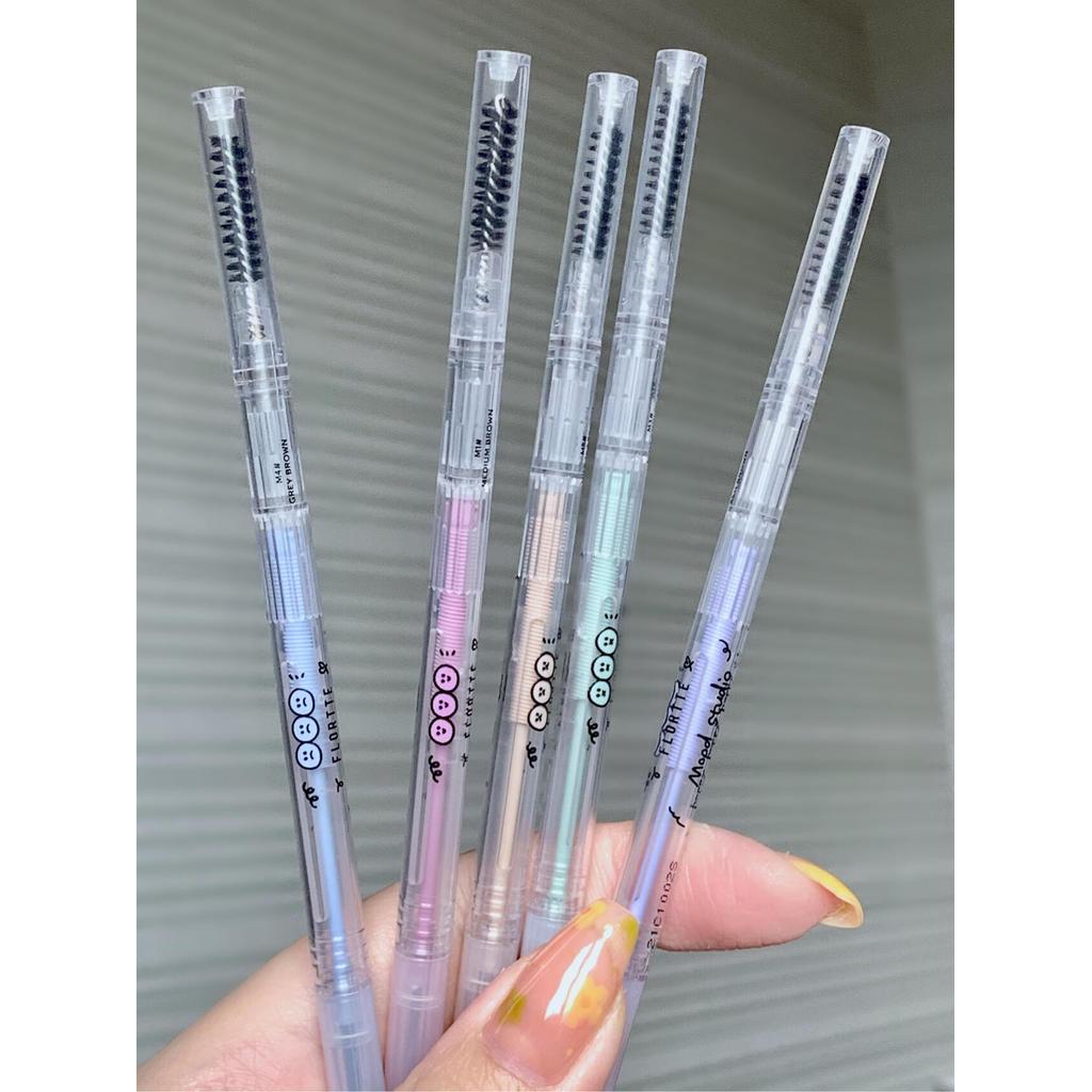 คิ้ว สอเขียนคิ้ว Flortte Flortte Flortte Double-Headed Ultra-Fine Machete ดินสอเขียนคิ้วธรรมชาติยาวน