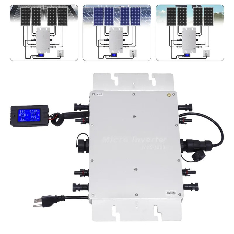 ผู้ผลิตคุณภาพ Solar Micro Inverter WVC-1200W MPPT Grid Tie Pure Sine Wave DC to AC กันน้ํา