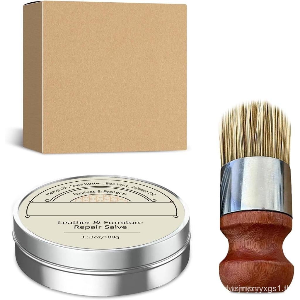 Leather Balm Care Kit – Leather Conditioner & Restorer with Applicator Brush – Beeswax Formula for C