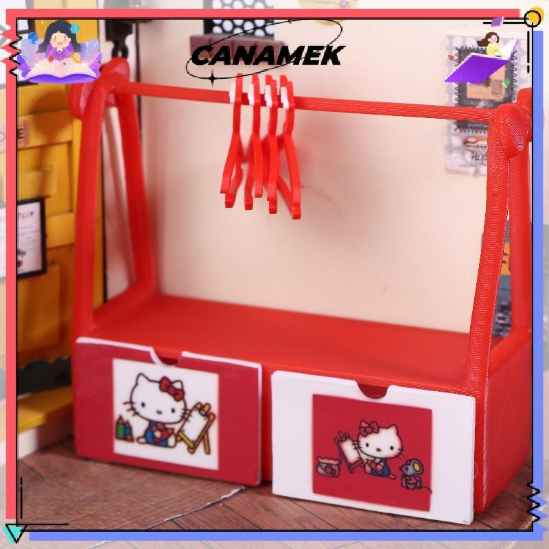 [CANAMEK] Hello Kitty Series 1/12 Dollhouse KT Cat Clothes Hanger Cabinet Model Micro Scene Doll Bed