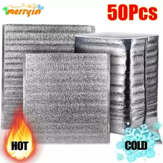 🔥ร่าเริง 50ชิ้น🔥/แพ็คถุงฉนวนกันความร้อน,น้ําแข็งเย็นอบอุ่นจัดส่ง ค มาถึง ถุงอลูมิเนียมฟอยล์,อาหารแบบพกพาความร้อนบรรจุเครื่องดื่มเก็บถุงเย็