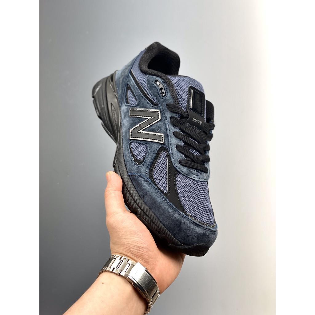 ขายร้อน New balance 990v4 รองเท้ากีฬาพักผ่อนสีดําสีฟ้ารองเท้าผ้าใบกลางแจ้ง M990VS4