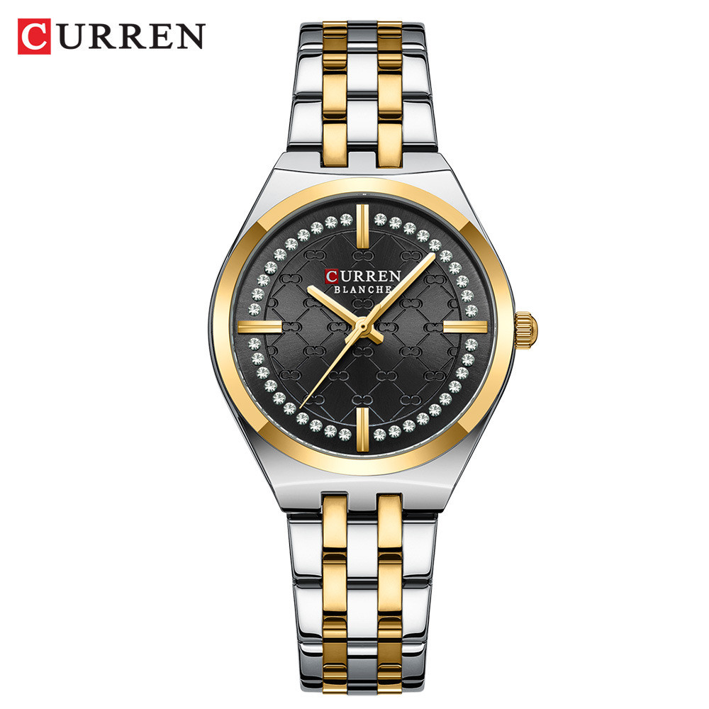 Curren/Curren 9096 นาฬิกาผู้หญิงแฟชั่นผู้หญิงนาฬิกา Casual สายเหล็กนาฬิกาการค้าต่างประเทศ