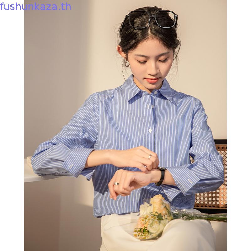 Chanan☘️เสื้อเชิ้ตแขนยาวคอปกลายริ้ว ผ้าOxford พรีเมียม ผ้านิ่มสบาย ใส่ทำงาน ใส่ได้หลายโอกาว มี6สี รุ