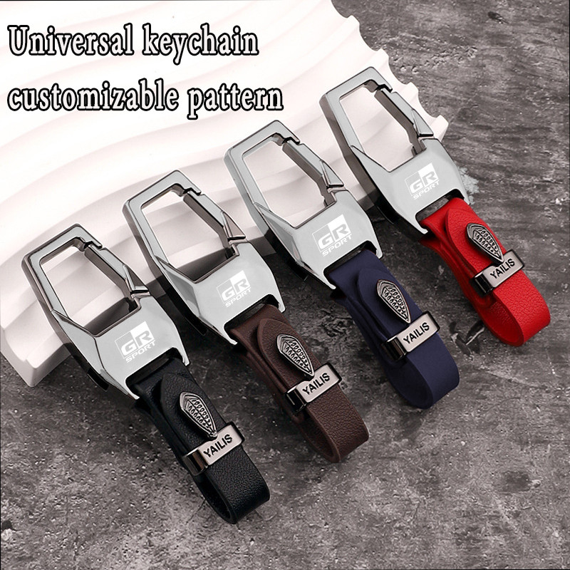 Toyota GR Silver Zinc Alloy พวงกุญแจหนัง Creative Anti Loss รถพวงกุญแจอุปกรณ์เสริมเหมาะสําหรับ Toyot