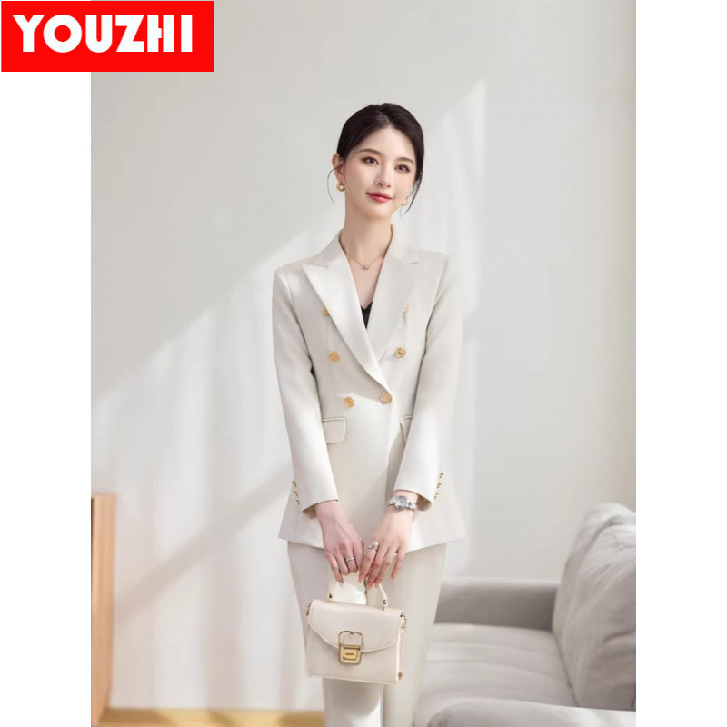 (เสื้อสูท,กางเกง) High-End เวอร์ชั่นเกาหลีผู้หญิงชุดสํานักงานเสื้อแจ็คเก็ต Slim-Fit ชุดทํางานขนาดใหญ