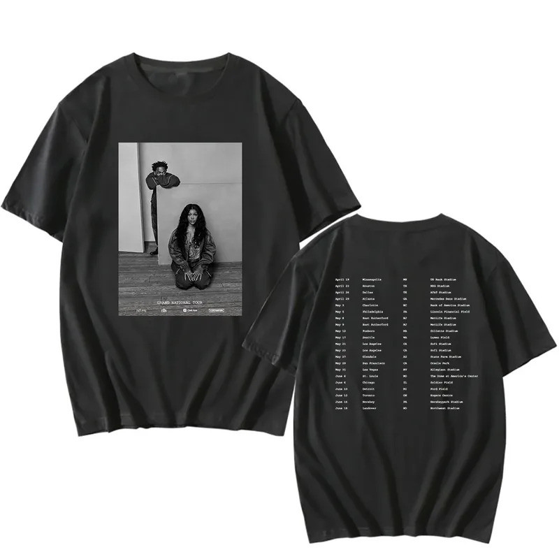 เสื้อยืด Kendrick Lamar X SZA GrandNational Tour ลายกราฟิกอัลบั้ม GNX เสื้อยืดผ้าฝ้ายเนื้อนุ่ม เสื้อ