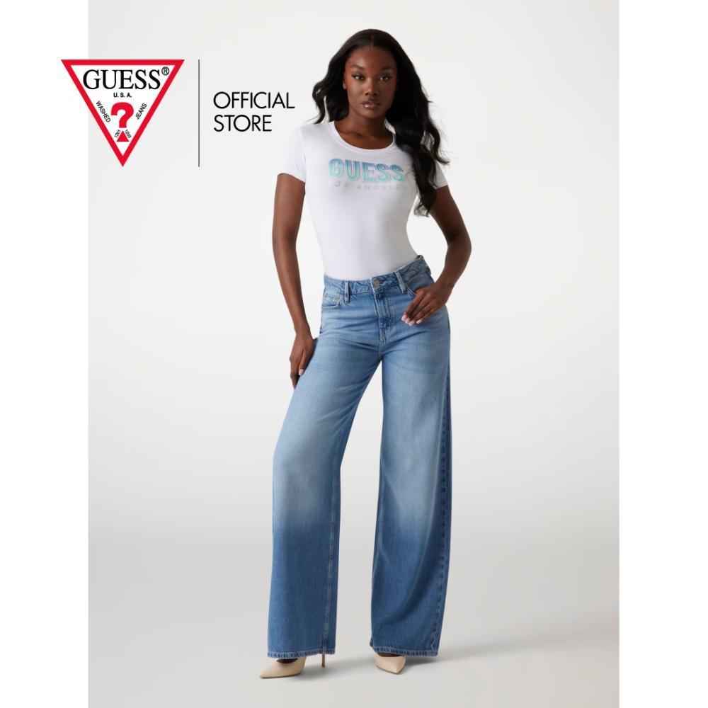 GUESS เสื้อยืดผู้หญิง Gradient logo รุ่น W5GI14J1314 สีขาว