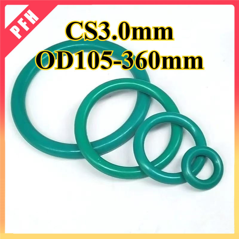 CS3.0mm OD105-360mm Green O-ring ประเก็นแหวนปิดผนึก ยางฟลูออรีน ทนต่ออุณหภูมิสูง ทนน้ํามัน ทนการกัดก