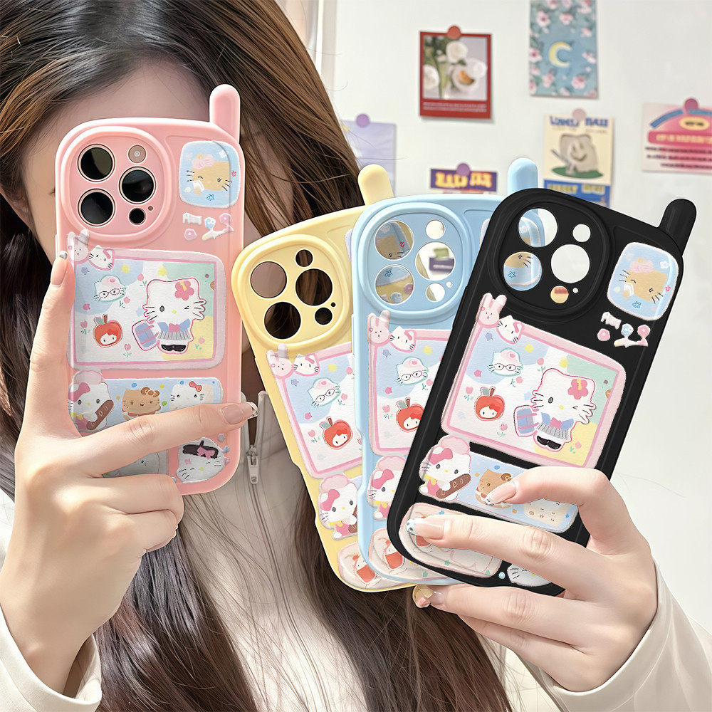 ของมาใหม่ เคสสำหรับไอโฟน16 กรอบรูปแมวเคธีน่ารัก เคสโทรศัพท์อิฐRetroTPU For IPhone17 16 15 14 11 12 13ProMax XSXR 7/8Plus