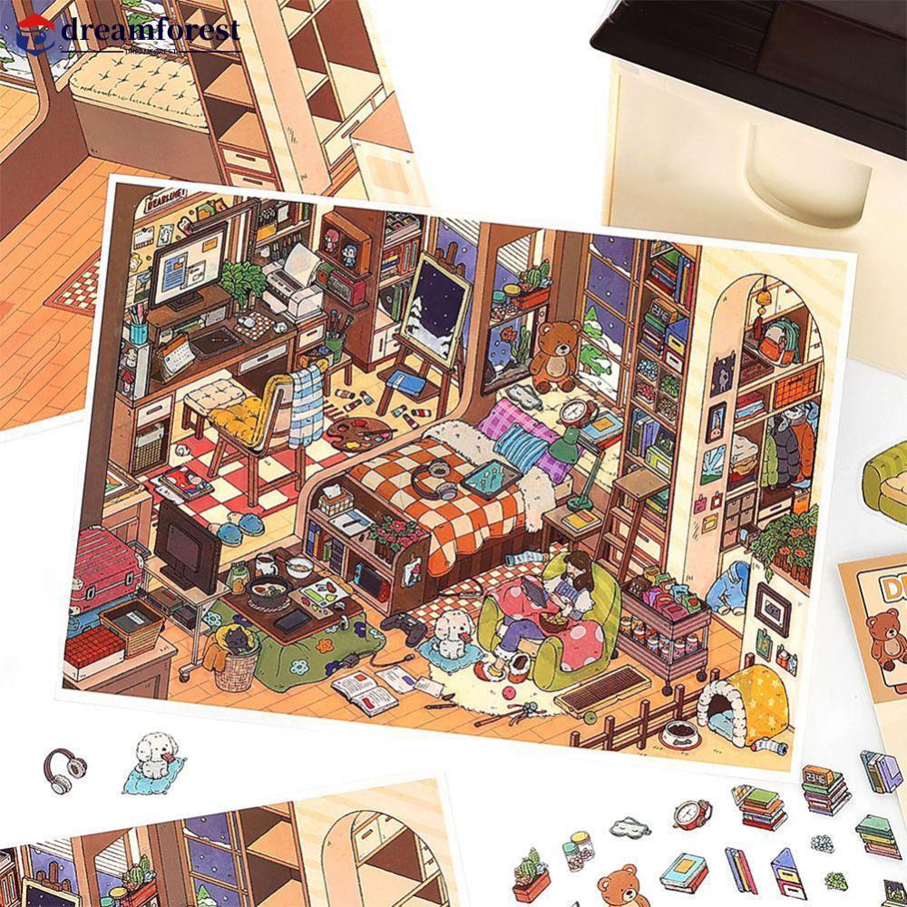 DFS MBTI Leisure Suite 3D Home Diary Landscape Sticker Miniature Scene DIY Pocket Cabin Scene Handma