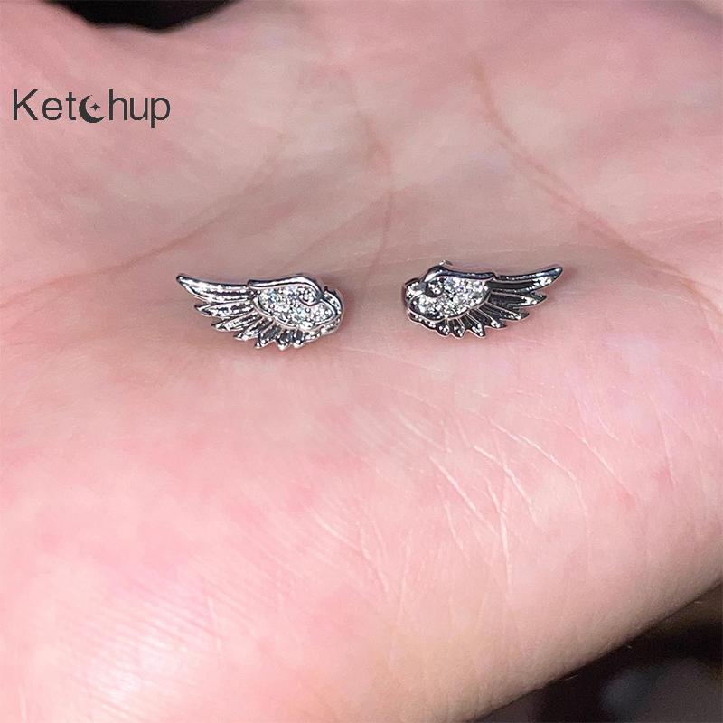 คู่รักวินเทจ Creative Angel Wings สตั๊ด ต่างหูสำหรับผู้หญิง ของขวัญวันเกิดสไตล์ปังก์ ราคา ถูกที่สุด ดีลบีเคเค แกลเลอรีภาพที่ 3