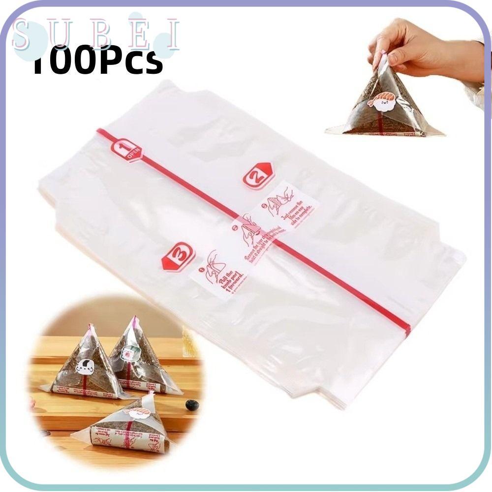 SUKAA 100 ชิ้นสามเหลี่ยมข้าวปั้น, Nori PP ถุงซูชิแบบใช้แล้วทิ้ง Onigiri, Nori สาหร่ายทะเล Onigiri ถุงพลาสติกห่อสองชั้น