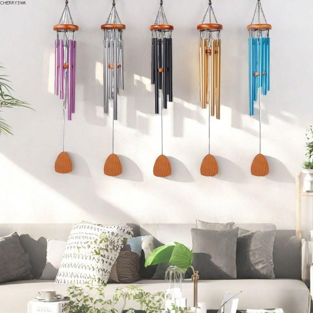 19VJKEPSHOP หลอดโลหะ Windchime, อลูมิเนียม 6 แท่งอลูมิเนียมลมตีระฆัง, จี้ขนาดใหญ่ 26/32/37 นิ้ว Wind Bell กลางแจ้ง