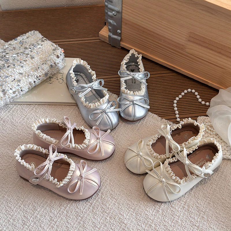 รองเท้าหนังลูกไม้ Bowknot สไตล์ Mary Jane สำหรับเด็กวัยหัดเดิน คลาสสิก_soft sole_สวมใส่ง่ายในโรงเรียนและใช้ในโอกาสต่างๆ