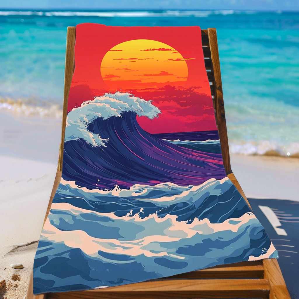 Ukiyo-e Sea Wave Series ผ้าขนหนูอาบน้ําไมโครไฟเบอร์ - ต้องมีสําหรับวันหยุดชายทะเลฤดูร้อนแห้งเร็วและด