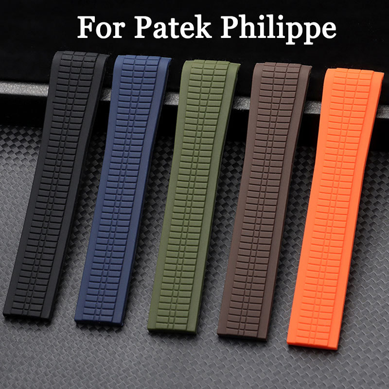 สายนาฬิกายางปลายโค้งสําหรับ Patek Philippe Aquanaut 5164A 5167A 5168A 21 มม.สายนาฬิกาซิลิโคนสร้อยข้อมือกีฬาสายรัดข้อมือกันน้ําผู้หญิงผู้ชายเข็มขัดข้อมือ
