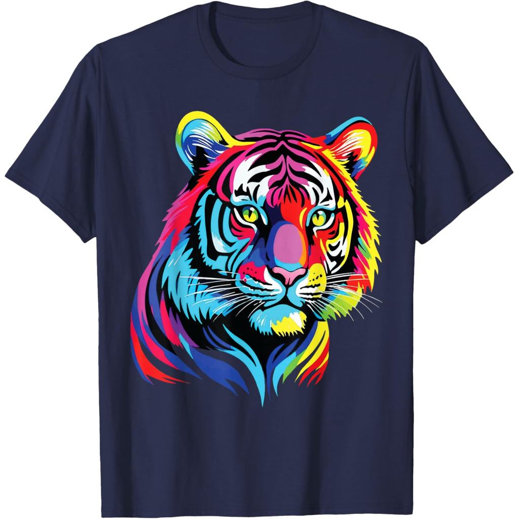Colorful Tiger Portrait Painting Safari Zoo Wildlife Ranger T-Shirt