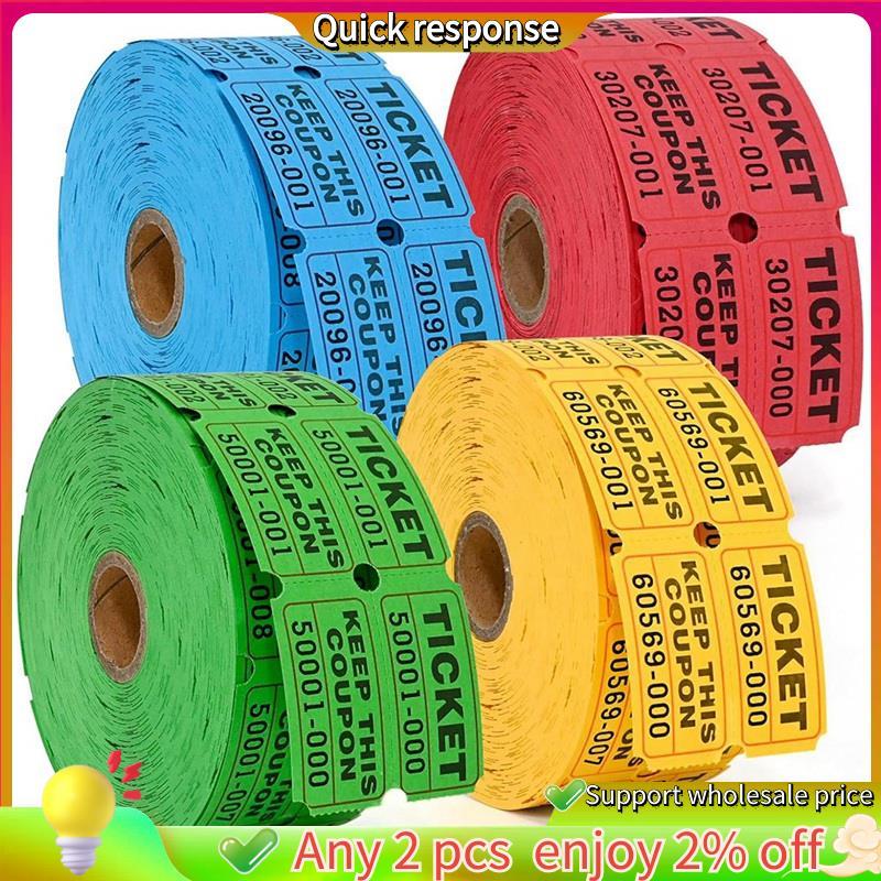 ในสต็อก-4000 หลากสี Raffle Tickets Raffile Tickets Double Roll 1000 Tickets Per Roll สําหรับ Fundrai